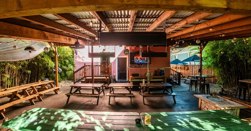 The outdoor patio of The Rambler