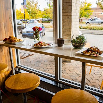 High table by the window.