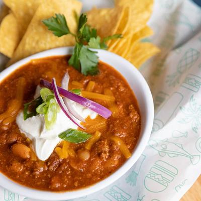 Chili and chips.