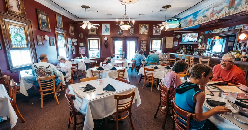 Dining room, tables set up