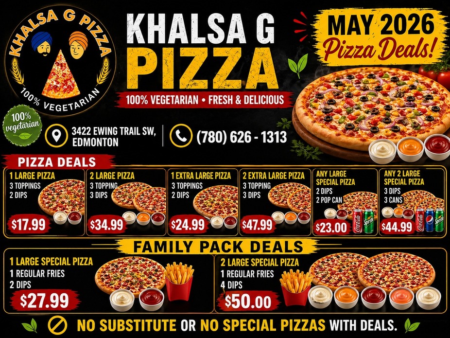 Khalsa G Pizza April Specials
