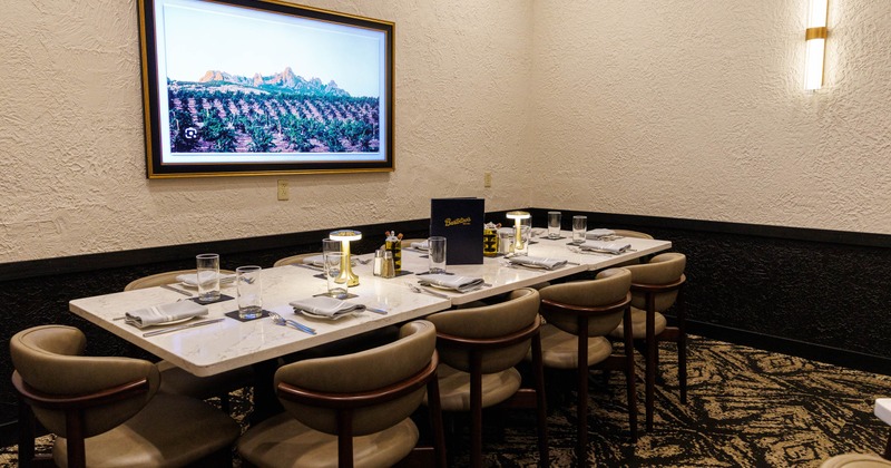 Interior, table set for guests