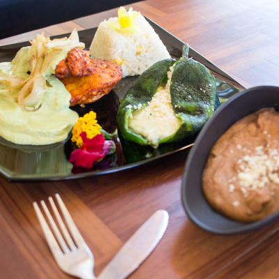A served meal on the table.