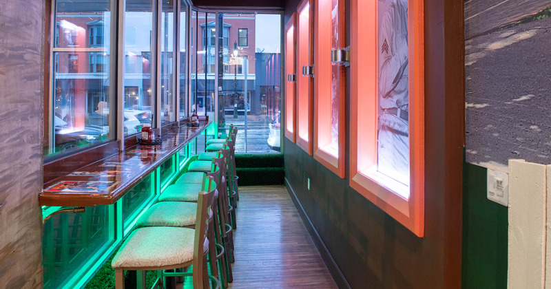 Interior, tall chair by the window