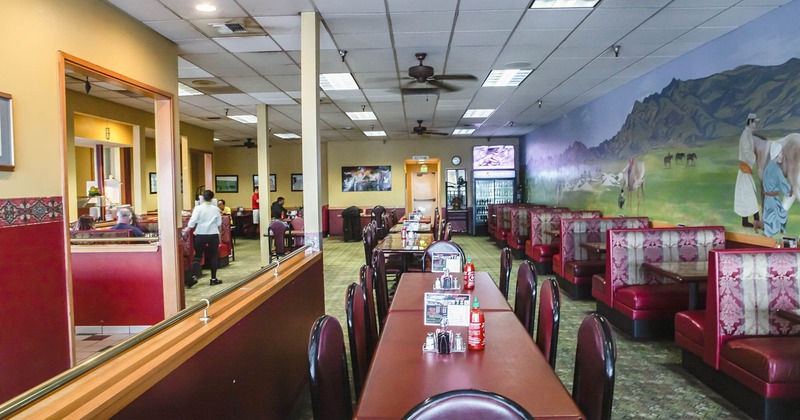 Interior, dining area, tables and chairs