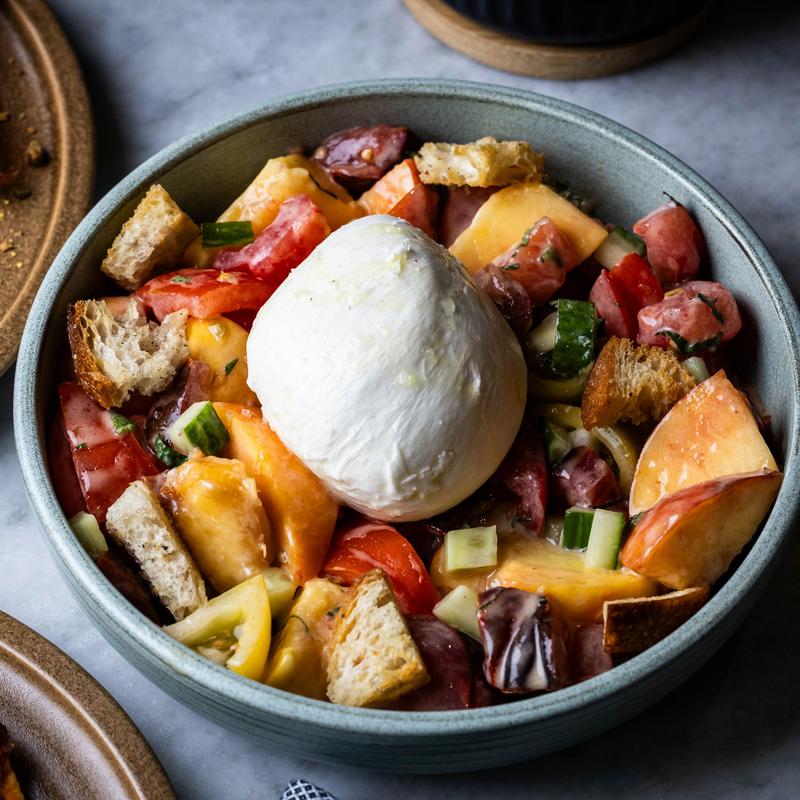 menu item 22 of 77, Peach Panzanella