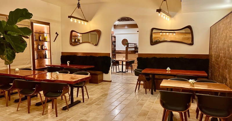 Restaurant interior, seating area