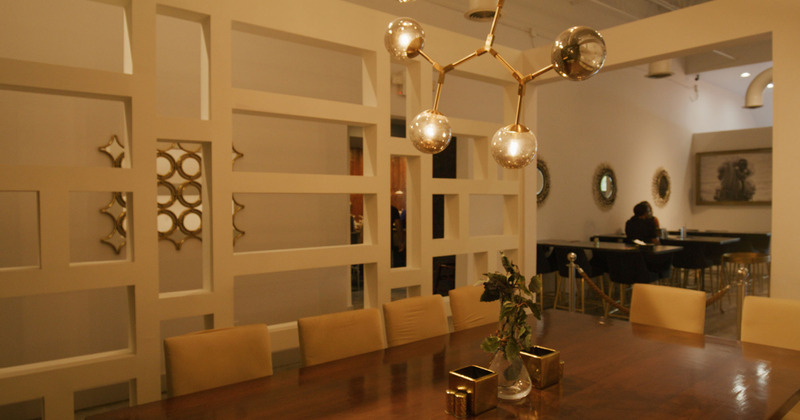 Interior, table ready for guests