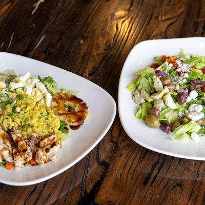 Mediterranean and Hey-Hey teriyaki chicken salad.