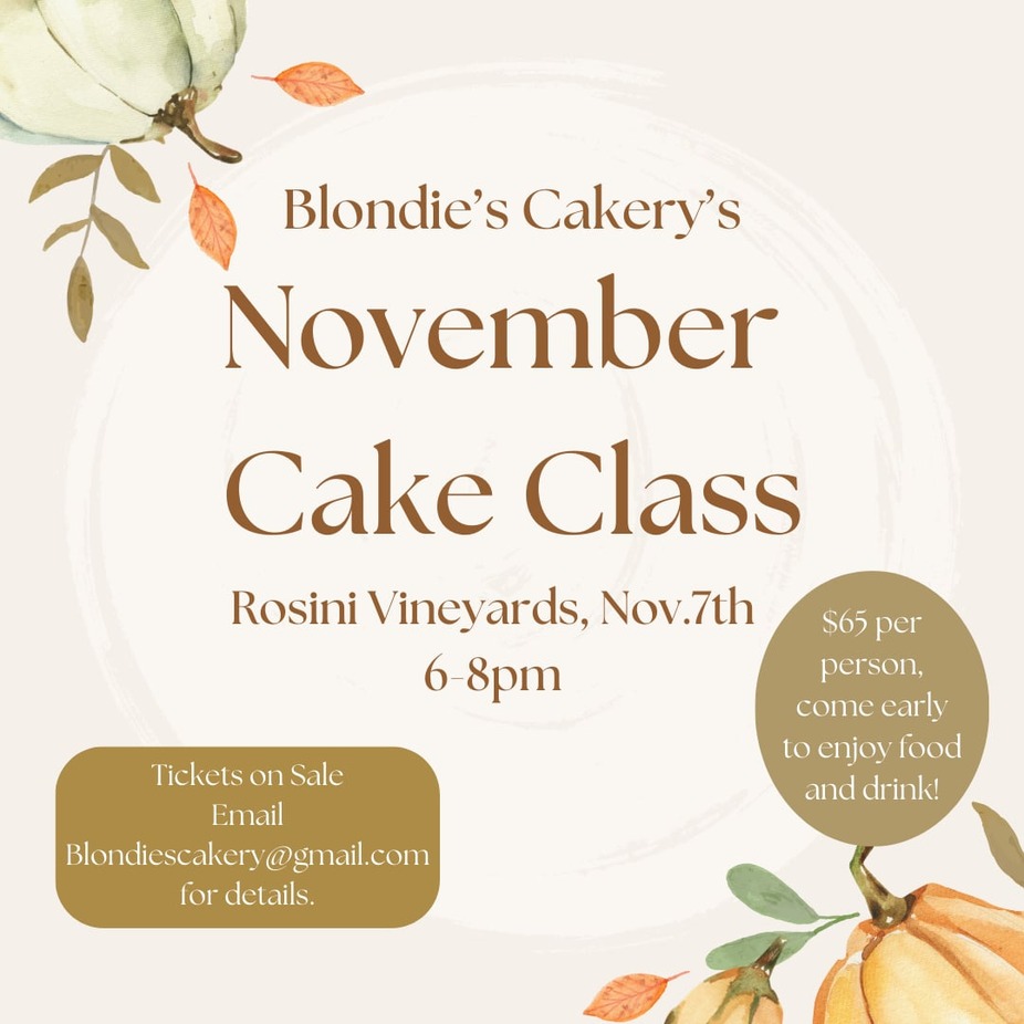 Blondie's Cakery Presents Fall Cake Class event photo