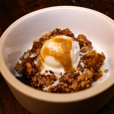 Apple Cobbler with Vanilla Ice Cream.
