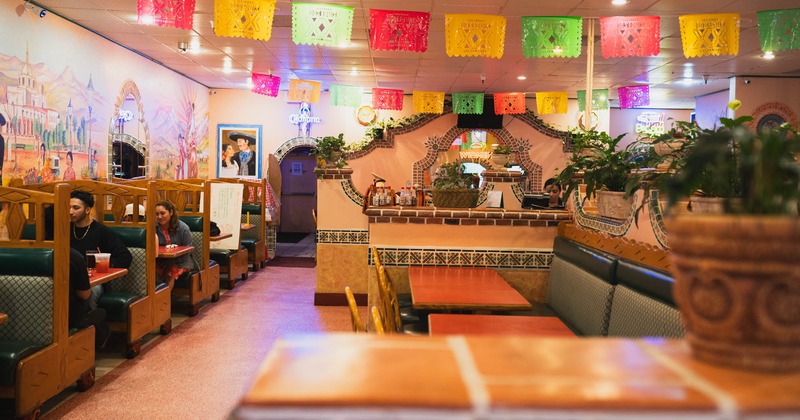 Interior, diner area, tables and chairs, booths