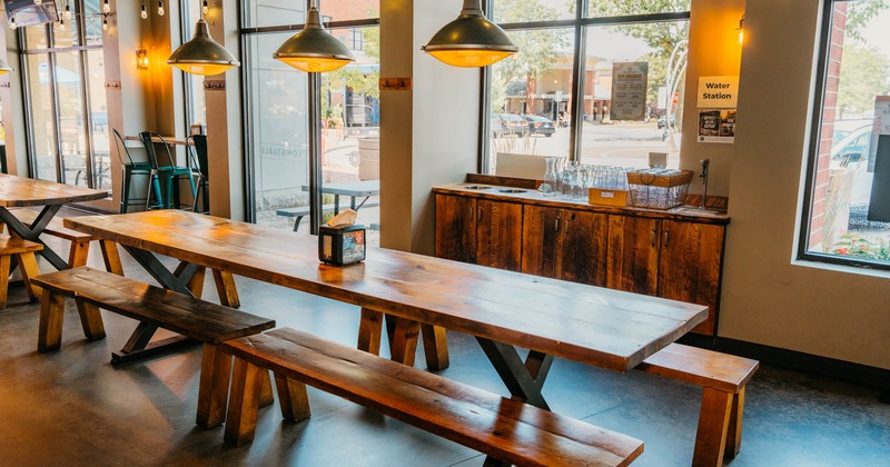 Interior, a long table with chairs