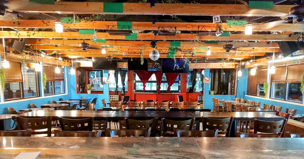 Interior, dining area, TVs