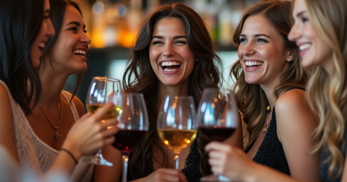Customers having wine