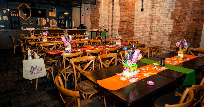 Dining tables with candy