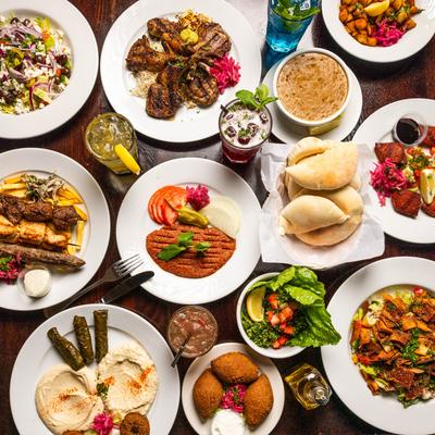 A full table, top view.