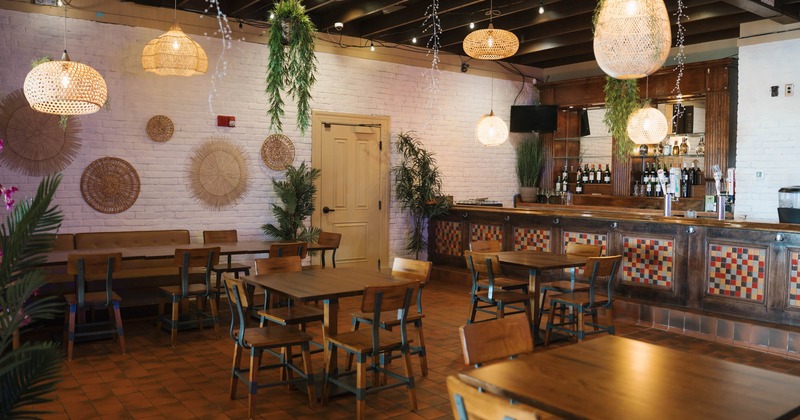 Dining space, tables and chairs