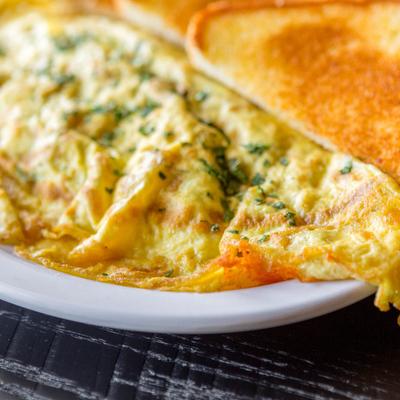 Omelet and toast.