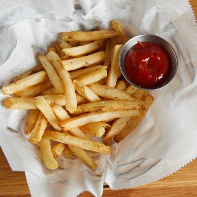 Served Fries with ketchup dip.