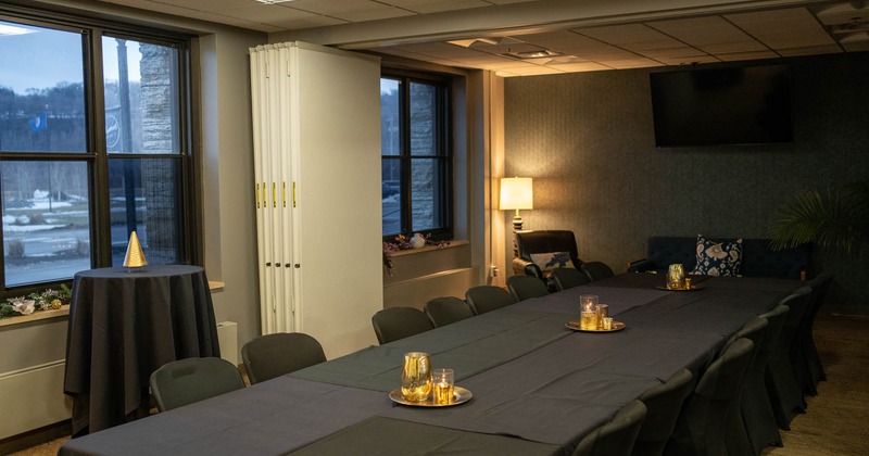 Interior, a long table and seating