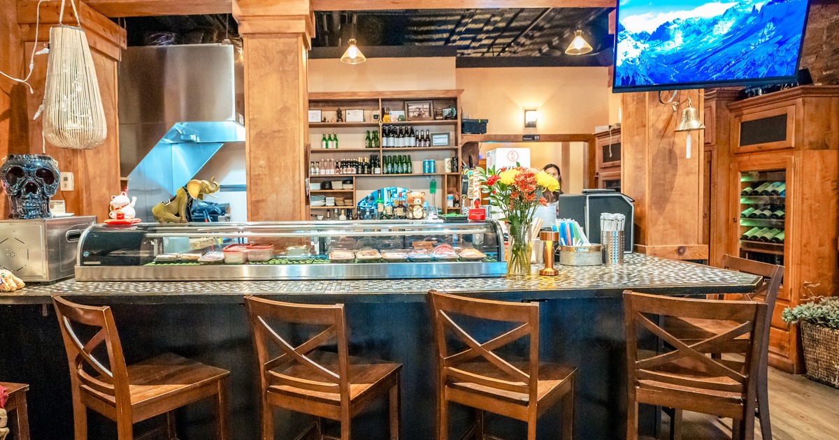 Sushi bar, chairs around