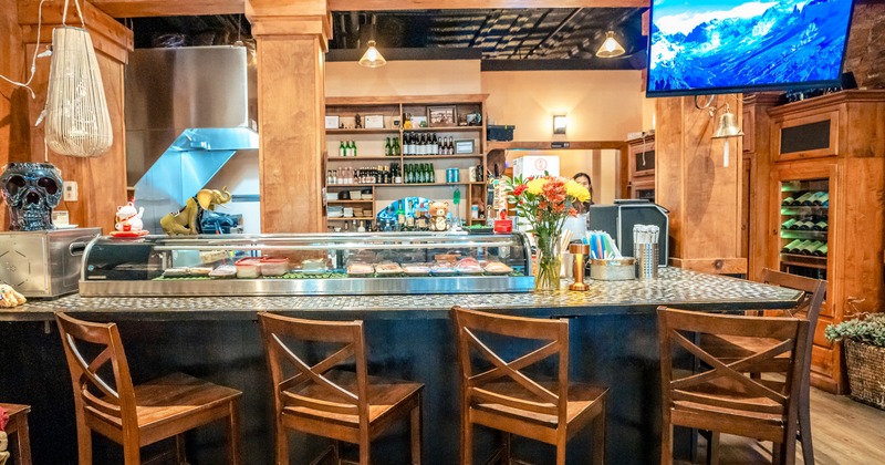 Sushi bar, chairs around