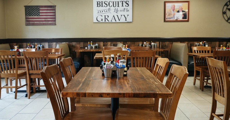 Closeup view of a table for four people