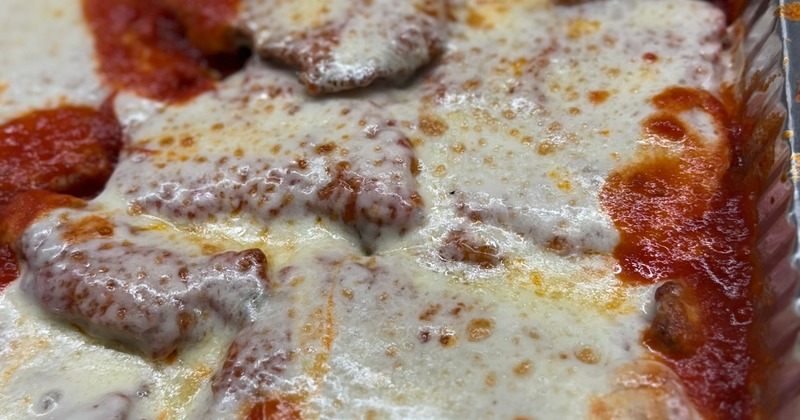 Chicken Parmesan, close-up
