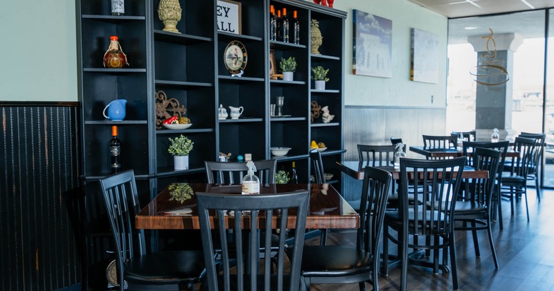 Inside space, tables for four people