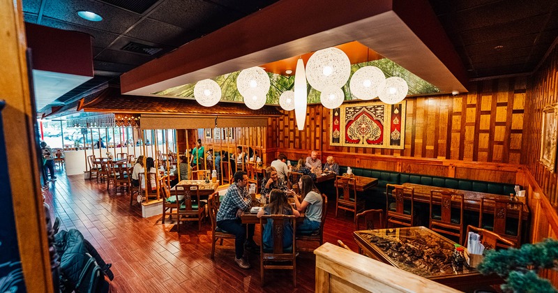 Interior, dining area, tables and chairs