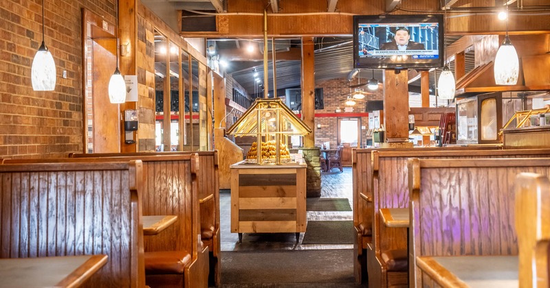 Interior, wooden booths