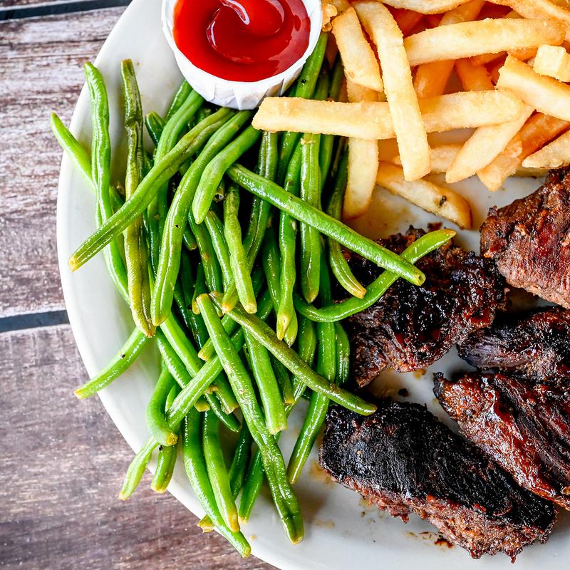 menu item 5 of 6, *House Marinated Steak Tips