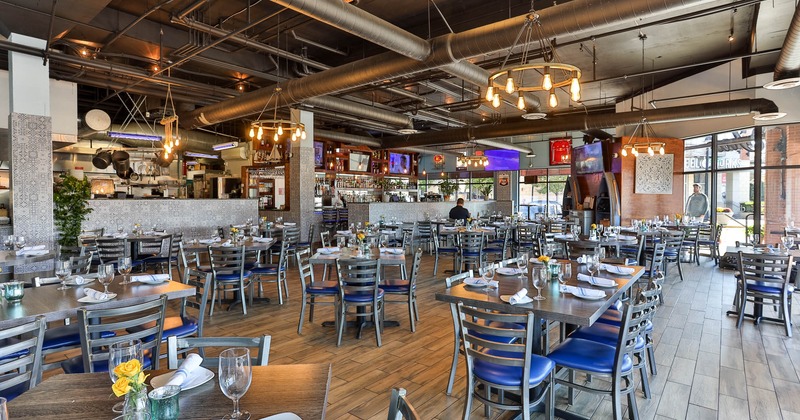 Interior, tables ready for guests