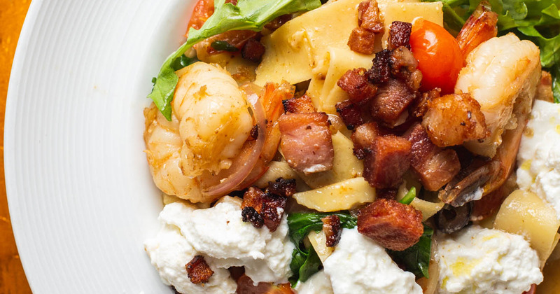 Shrimp pancetta pappardelle