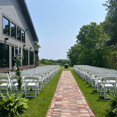 Outdoor wedding ceremony setup.