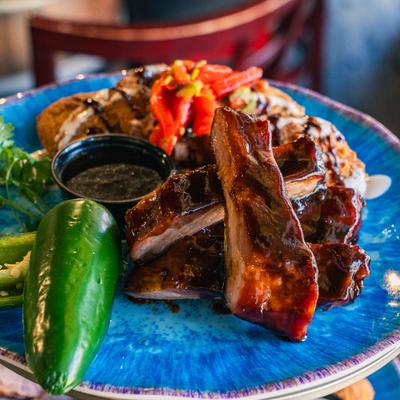 Baby back ribs meal.