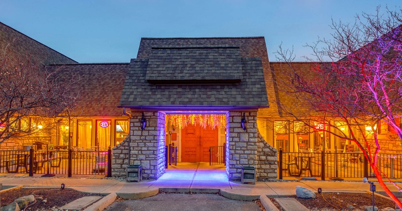 Exterior, entrance, part of parking lot, front view to the restaurant