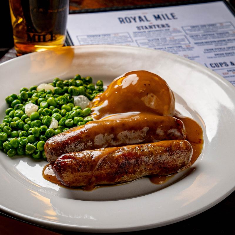 menu item 25 of 42, Bangers & Mash