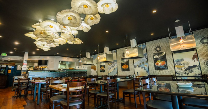 Interior, set tables ready for guests
