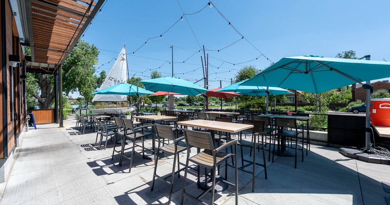 Outside seating area with parasols