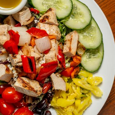 Mad Greek Salad, close-up.
