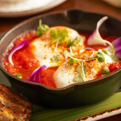 Shakshuka served with sourdough.