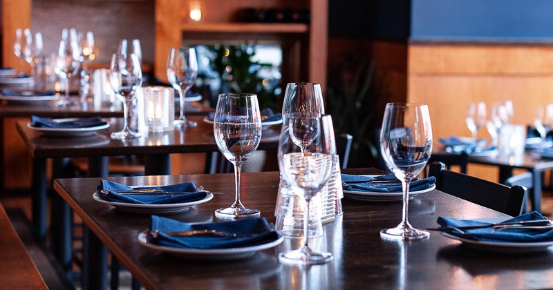 Interior, tables ready for guests