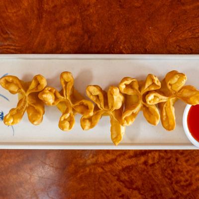 Crab Puffs served with dipping sauce.