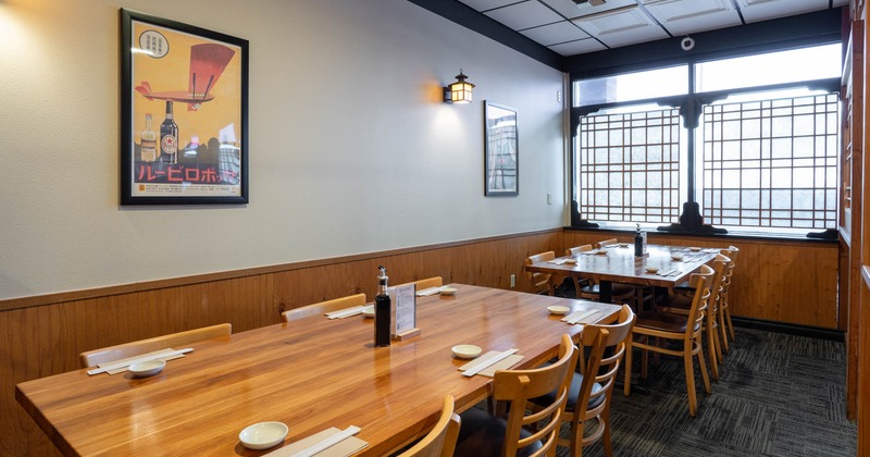 Interior, two tables for six