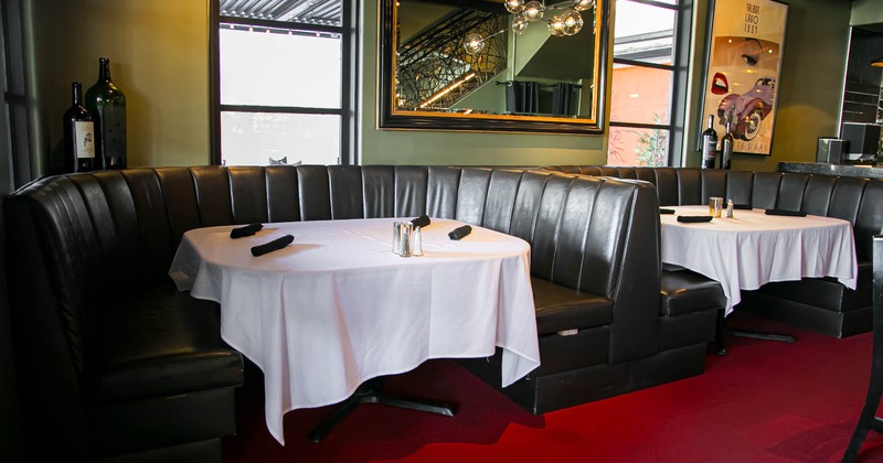 Interior, booths with tables