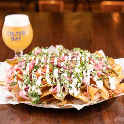 Nachos served with beer