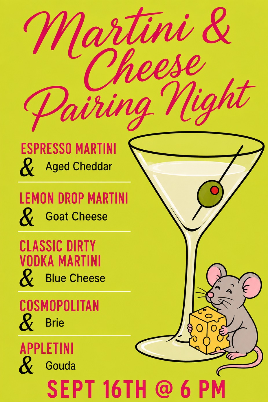 Martini & Cheese Tasting Class event photo
