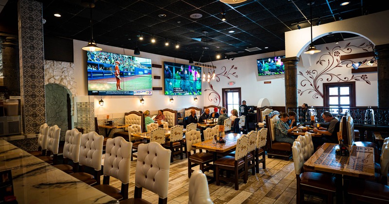 Interior area, guests enjoying dinner